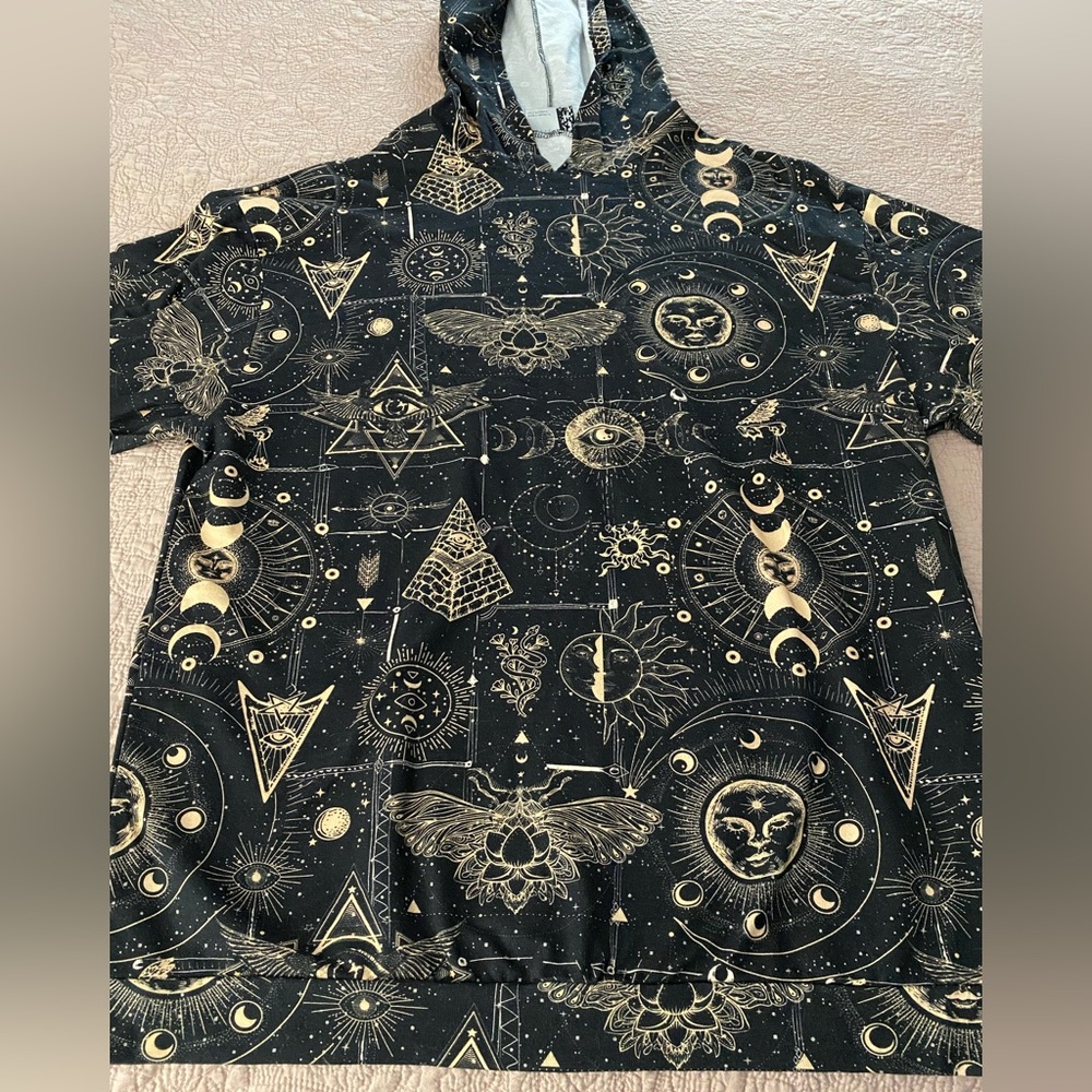 ASOS Oversized Black Witchy Graphic Hoodie Dress - Picture 7 of 8